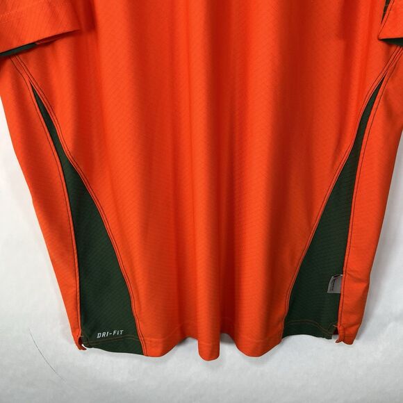 Miami Hurricanes Nike Team Polo Shirt Mens Size XL Orange Dri-Fit Short Sleeve - Picture 3 of 16